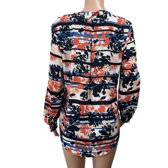 Simply Styled Womens Multicolored Button Down Top Blouse XL Long Roll Tap Sleeve - Picture 8 of 16